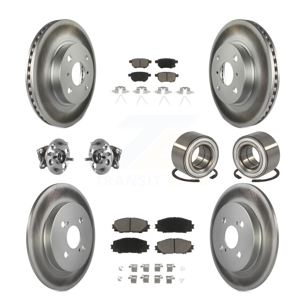 Hub Bearing Coated Disc Brake Rotor & Pad Front Rear Kit (10Pc) For Toyota Yaris