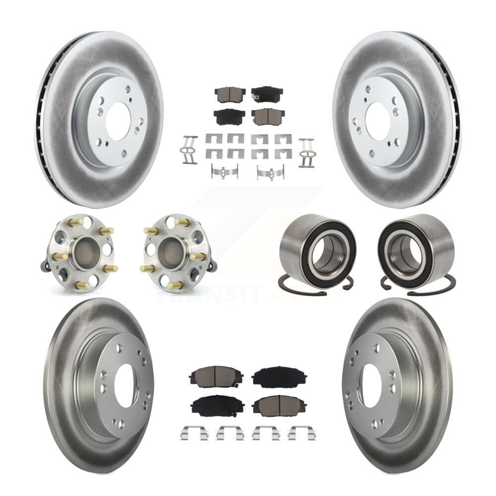 Hub Bearing Coat Brake Rotor Pad Front Rear Kit (10Pc) For Honda Civic Acura CSX