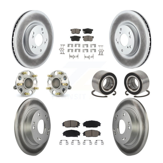 Hub Bearing Coat Brake Rotor Pad Front Rear Kit (10Pc) For Honda Civic Acura CSX