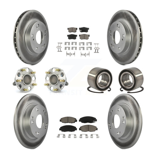 Hub Bearing Coated Disc Brake Rotor & Pads Front Rear Kit (10Pc) For Honda Civic