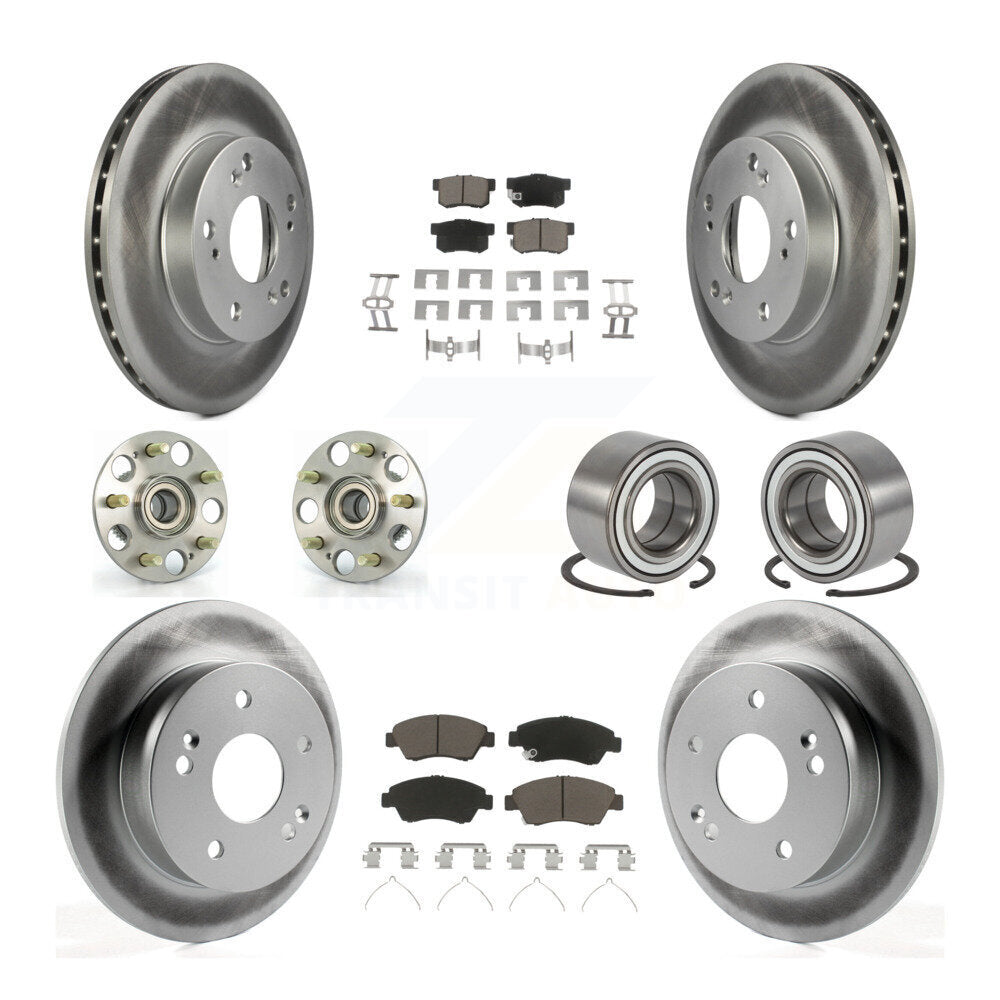 Hub Bearing Coat Brake Rotor Pad Front Rear Kit (10Pc) For Honda Civic Acura RSX