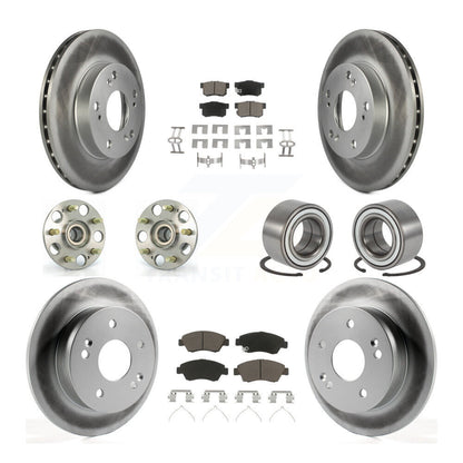 Hub Bearing Coat Brake Rotor Pad Front Rear Kit (10Pc) For Honda Civic Acura RSX
