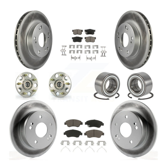 Hub Bearing Coat Brake Rotor Pad Front Rear Kit (10Pc) For Honda Civic Acura RSX
