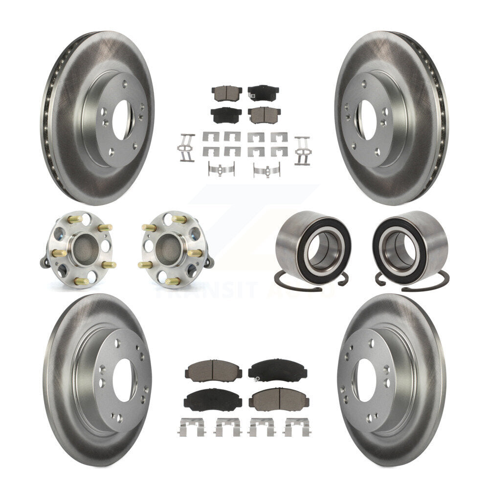 Hub Bearing Coated Disc Brake Rotor And Pads Front Rear Kit (10Pc) For Acura CSX