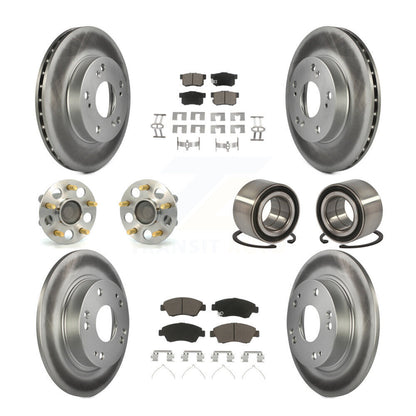 Hub Bearing Coated Disc Brake Rotor & Pads Front Rear Kit (10Pc) For Honda Civic