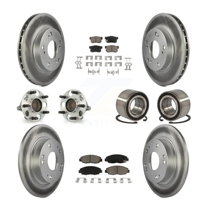 Hub Bearing Coated Disc Brake Rotor & Pads Front Rear Kit (10Pc) For Honda Civic