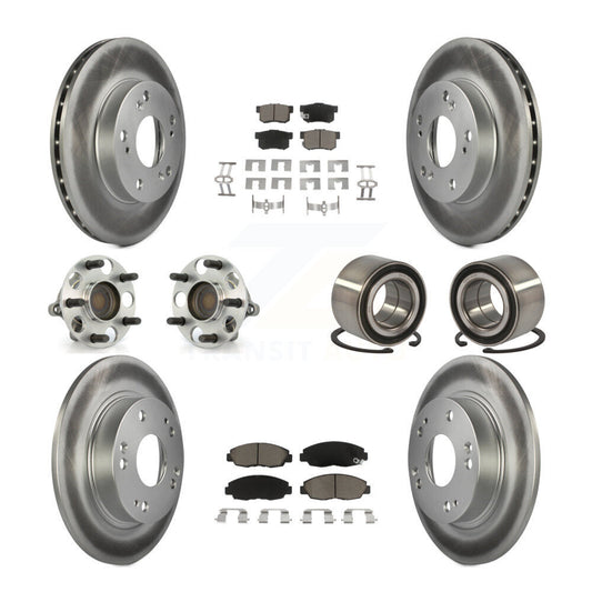 Hub Bearing Coated Disc Brake Rotor & Pads Front Rear Kit (10Pc) For Honda Civic