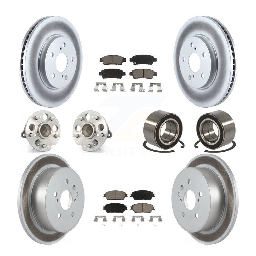 Hub Bearing Coated Brake Rotor & Pad Front Rear Kit (10Pc) For Toyota Sienna FWD