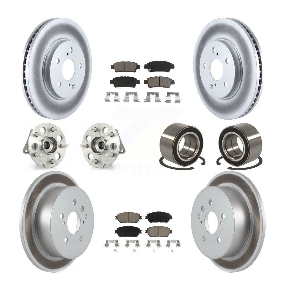 Hub Bearing Coated Brake Rotor & Pad Front Rear Kit (10Pc) For Toyota Sienna AWD