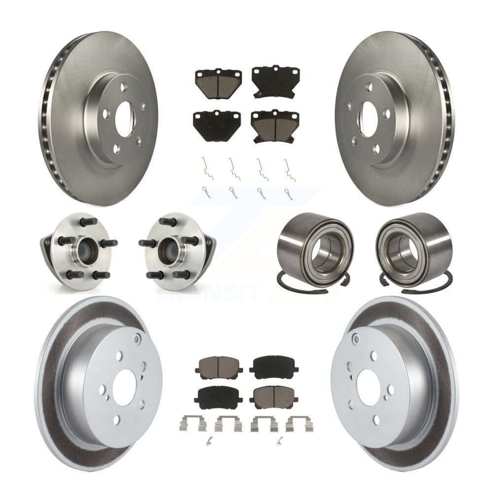 Hub Bearing Coat Brake Rotor Pad Front Rear Kit (10Pc) For Toyota Matrix Pontiac