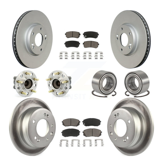 Hub Bearing Coated Brake Rotor Pads Front Rear Kit (10Pc) For Hyundai Tucson Kia
