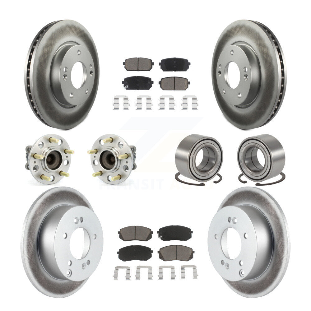 Hub Bearing Coated Brake Rotor Pad Front Rear Kit (10Pc) For 2010-2012 Kia Rondo