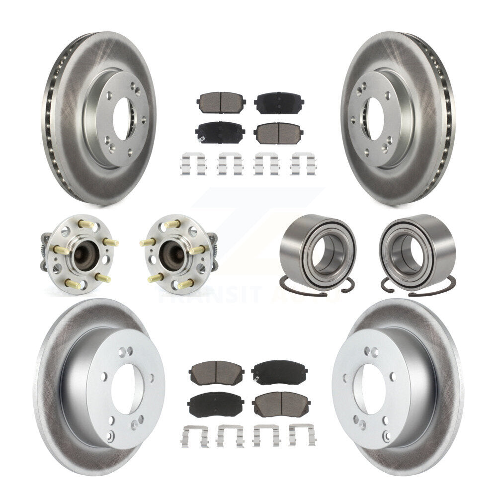 Hub Bearing Coated Brake Rotor Pad Front Rear Kit (10Pc) For 2008-2009 Kia Rondo