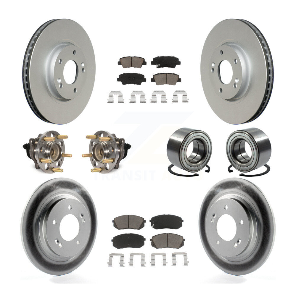 Hub Bearing Coated Disc Brake Rotor & Pads Front Rear Kit (10Pc) For Kia Soul EV