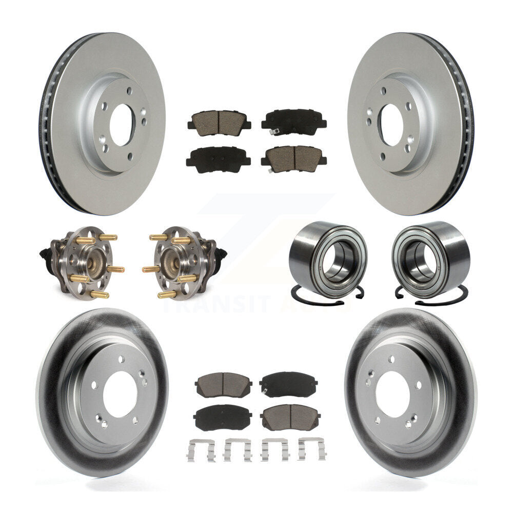 Hub Bearing Coated Disc Brake Rotor & Pads Front Rear Kit (10Pc) For Kia Soul EV