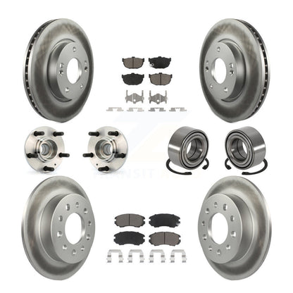 Hub Bearing Coated Brake Rotor And Pad Front Rear Kit (10Pc) For Hyundai Tiburon