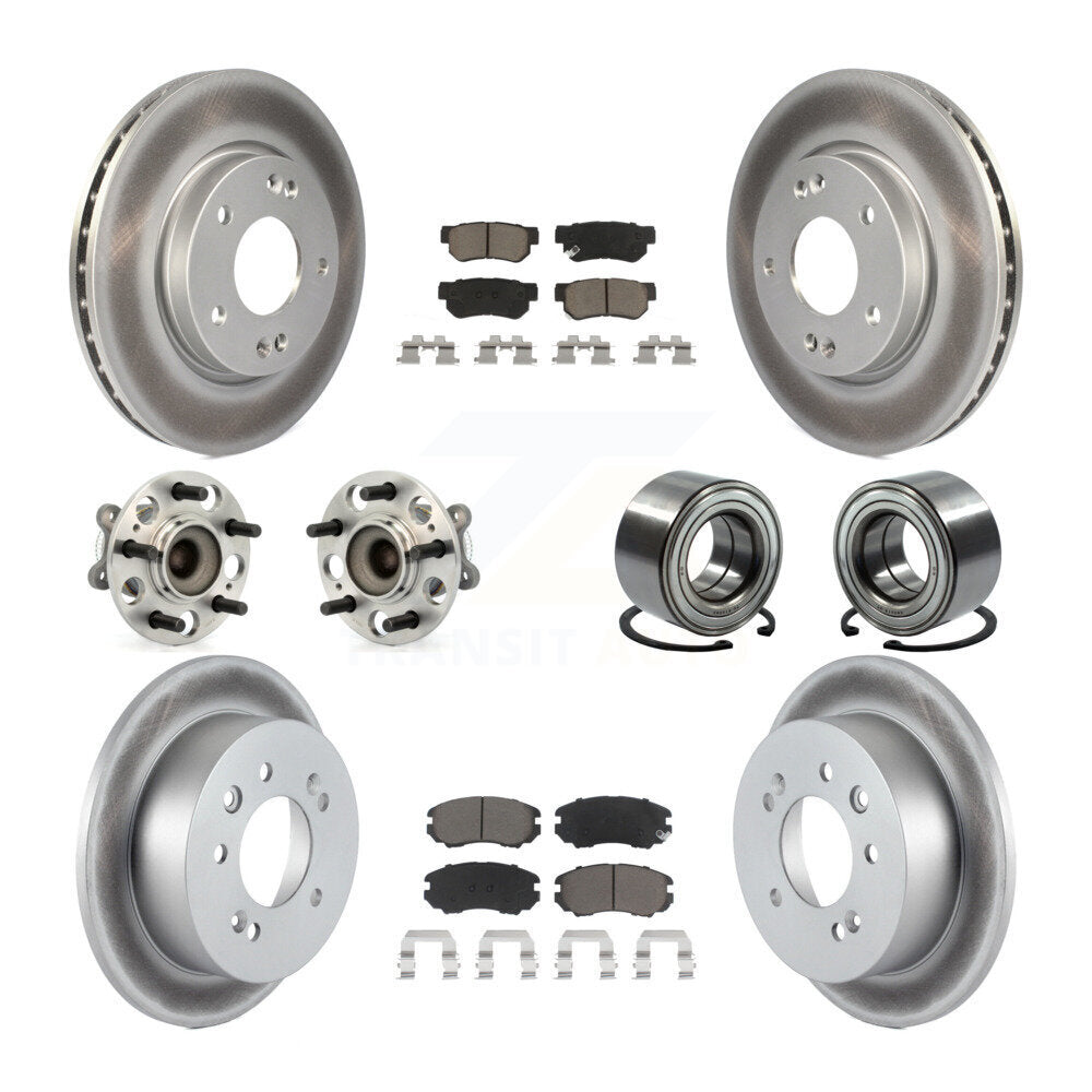 Hub Bearing Coated Brake Rotor And Pad Front Rear Kit (10Pc) For Hyundai Elantra