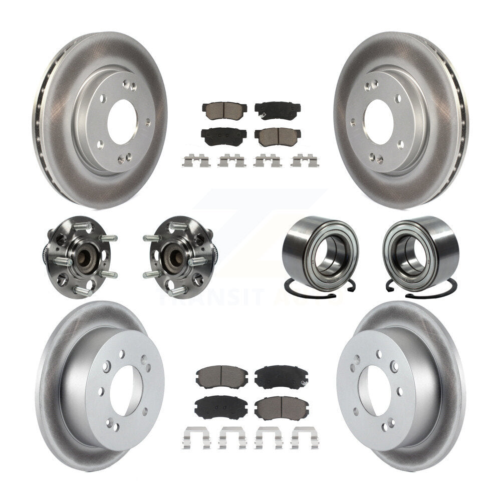 Hub Bearing Coated Brake Rotor And Pad Front Rear Kit (10Pc) For Hyundai Elantra
