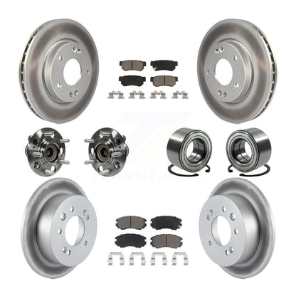 Hub Bearing Coated Brake Rotor And Pad Front Rear Kit (10Pc) For Hyundai Elantra