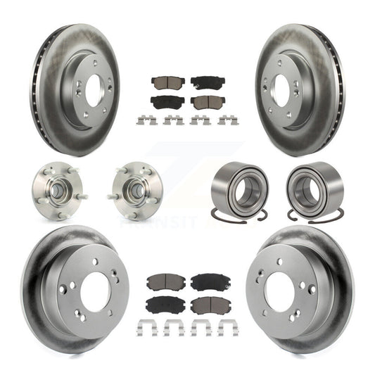 Hub Bearing Coated Brake Rotor Pads Front Rear Kit (10Pc) For Hyundai Tucson Kia
