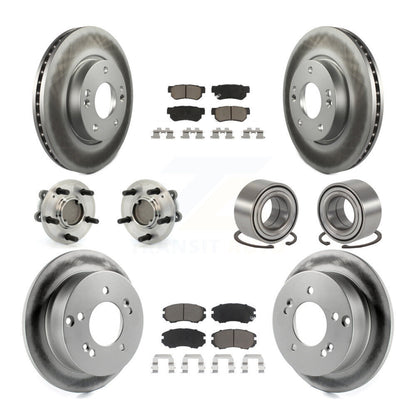 Hub Bearing Coated Brake Rotor Pads Front Rear Kit (10Pc) For Hyundai Sonata Kia