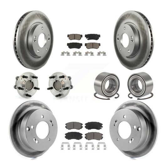 Hub Bearing Coated Brake Rotor Pads Front Rear Kit (10Pc) For Hyundai Sonata Kia