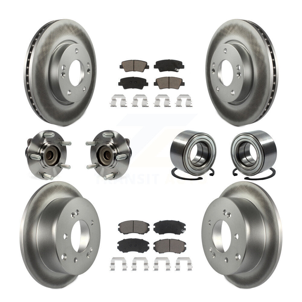 Hub Bearing Coated Brake Rotor Pads Front Rear Kit (10Pc) For 2012-2013 Kia Soul