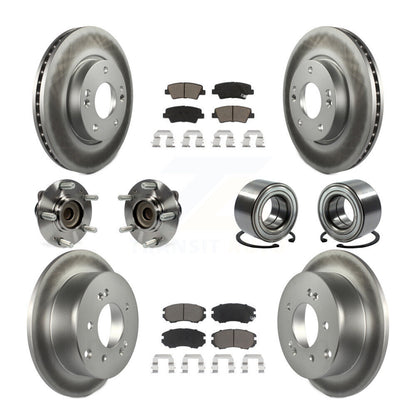Hub Bearing Coated Brake Rotor Pads Front Rear Kit (10Pc) For 2012-2013 Kia Soul