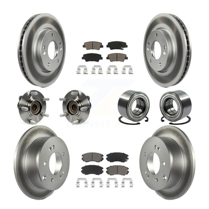 Hub Bearing Coated Disc Brake Rotors And Pads Front Rear Kit (10Pc) For Kia Soul