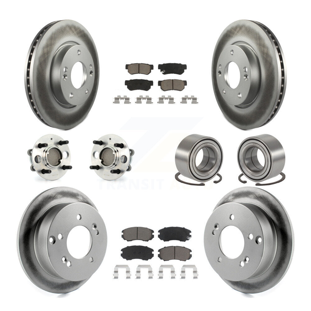 Hub Bearing Coated Disc Brake Rotor Pad Front Rear Kit (10Pc) For Hyundai Sonata