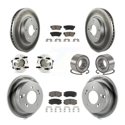 Hub Bearing Coated Disc Brake Rotor Pad Front Rear Kit (10Pc) For Hyundai Sonata