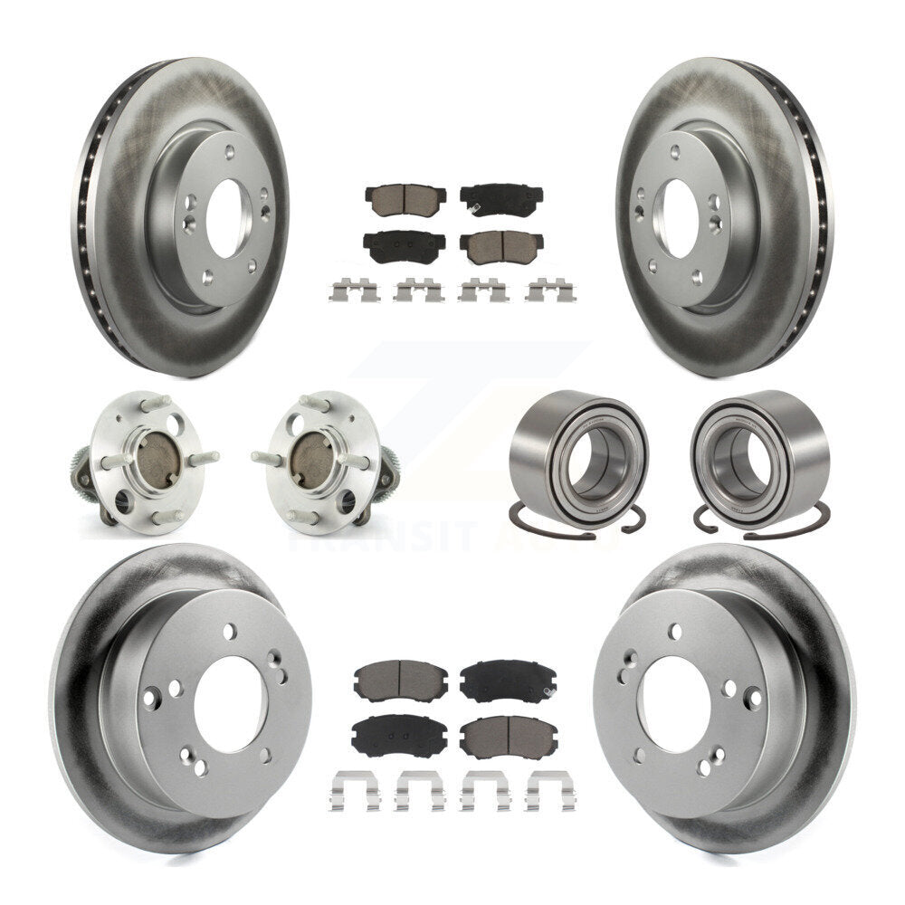 Hub Bearing Coated Disc Brake Rotor Pad Front Rear Kit (10Pc) For Hyundai Sonata