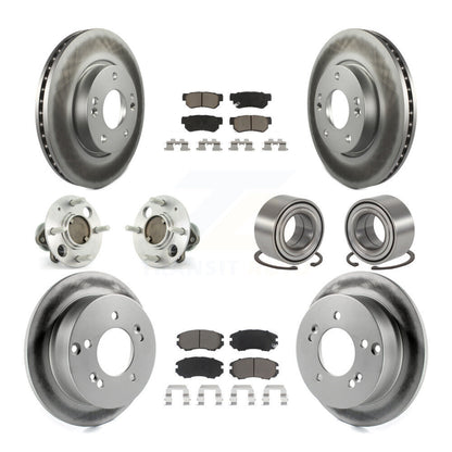 Hub Bearing Coated Disc Brake Rotor Pad Front Rear Kit (10Pc) For Hyundai Sonata