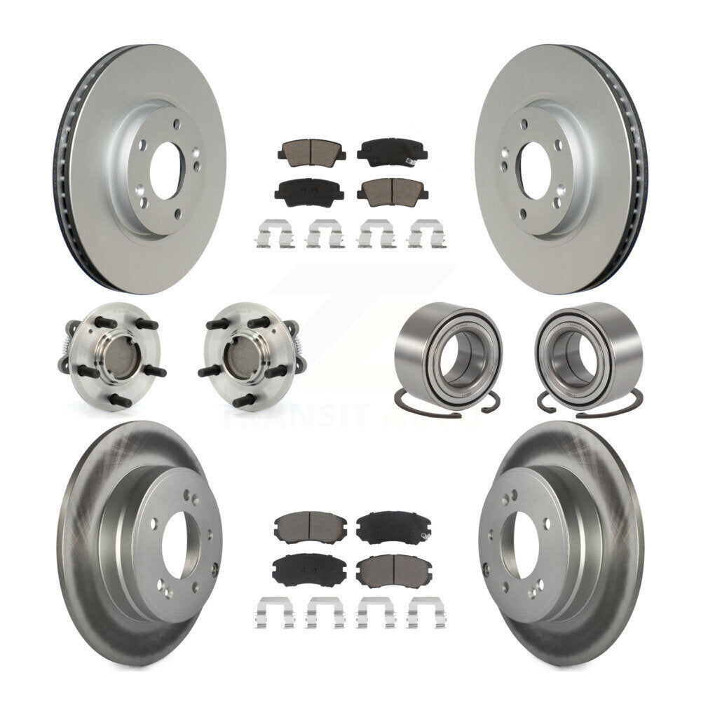 Hub Bearing Coated Disc Brake Rotor Pad Front Rear Kit (10Pc) For Hyundai Sonata