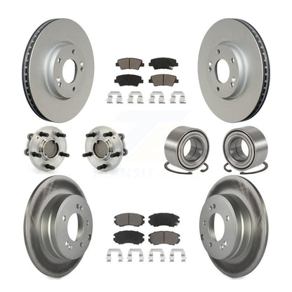 Hub Bearing Coated Disc Brake Rotor Pad Front Rear Kit (10Pc) For Hyundai Sonata