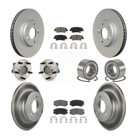 Hub Bearing Coated Disc Brake Rotor Pad Front Rear Kit (10Pc) For Hyundai Sonata