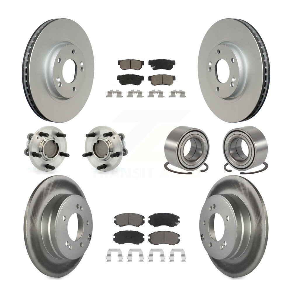 Hub Bearing Coated Disc Brake Rotor Pad Front Rear Kit (10Pc) For Hyundai Sonata