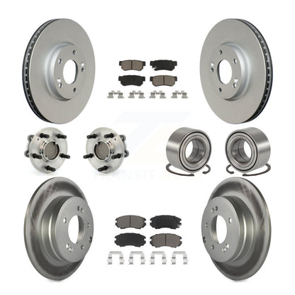 Hub Bearing Coated Disc Brake Rotor Pad Front Rear Kit (10Pc) For Hyundai Sonata