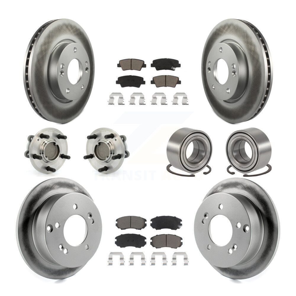 Hub Bearing Coated Disc Brake Rotor Pad Front Rear Kit (10Pc) For Hyundai Sonata
