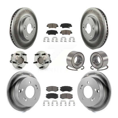 Hub Bearing Coated Disc Brake Rotor Pad Front Rear Kit (10Pc) For Hyundai Sonata