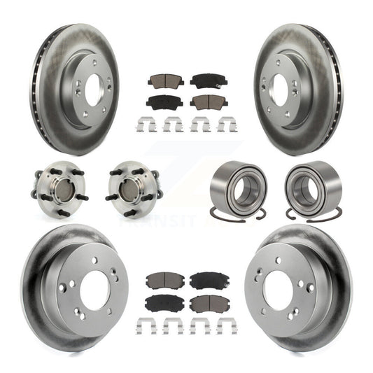 Hub Bearing Coated Disc Brake Rotor Pad Front Rear Kit (10Pc) For Hyundai Sonata