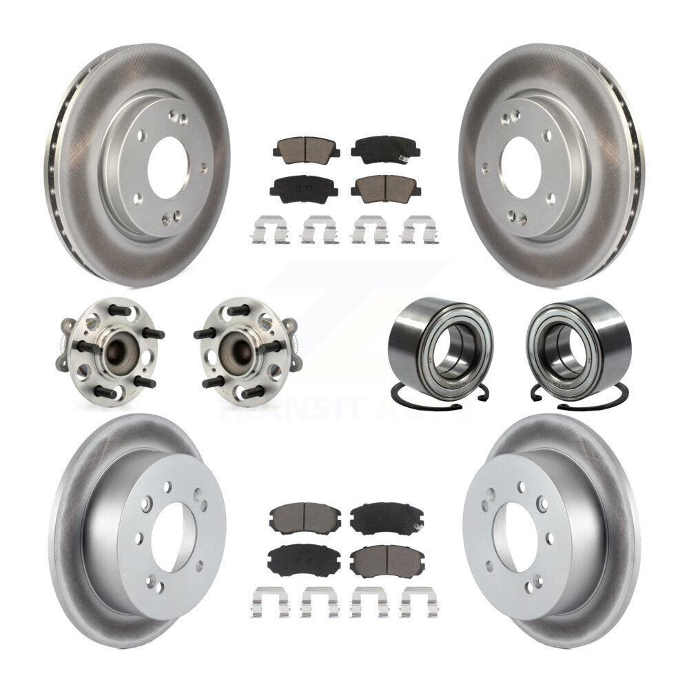 Hub Bearing Coated Brake Rotor And Pad Front Rear Kit (10Pc) For Hyundai Elantra