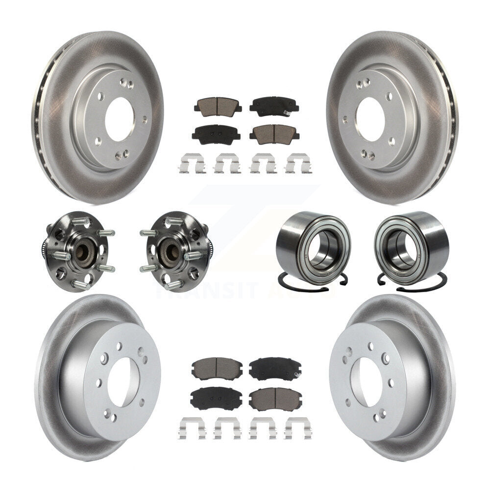 Hub Bearing Coated Brake Rotor And Pad Front Rear Kit (10Pc) For Hyundai Elantra