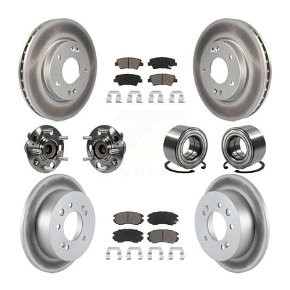 Hub Bearing Coated Brake Rotor And Pad Front Rear Kit (10Pc) For Hyundai Elantra