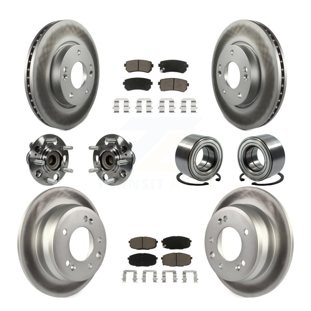Hub Bearing Coated Brake Rotor And Pad Front Rear Kit (10Pc) For Hyundai Elantra