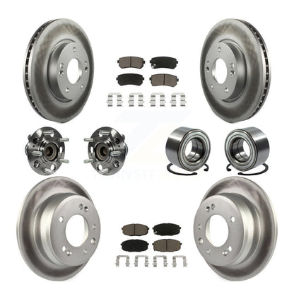Hub Bearing Coated Brake Rotor And Pad Front Rear Kit (10Pc) For Hyundai Elantra