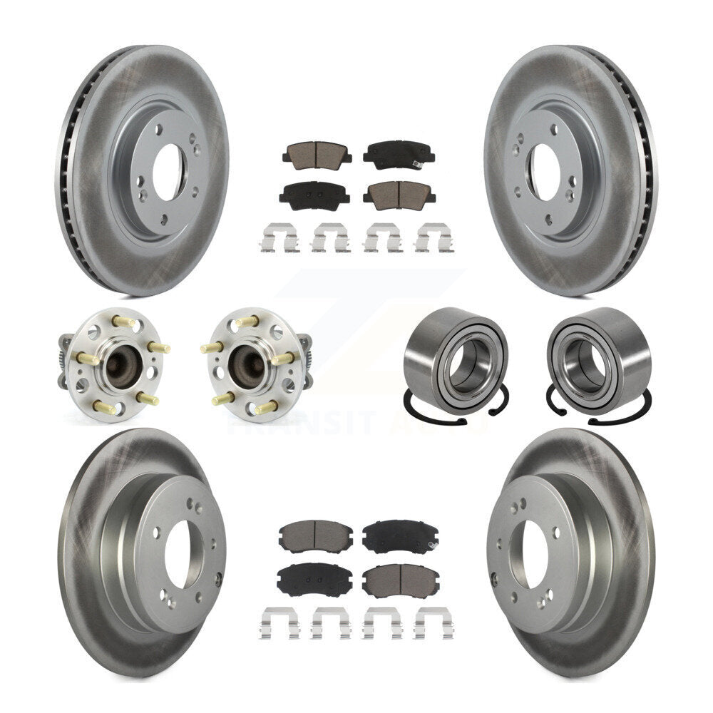 Hub Bearing Coated Brake Rotor Pads Front Rear Kit (10Pc) For 2011 Hyundai Azera