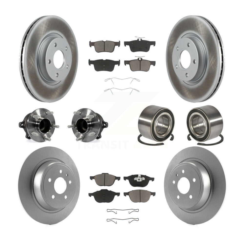 Hub Bearing Coated Disc Brake Rotor & Pads Front Rear Kit (10Pc) For Ford Escape
