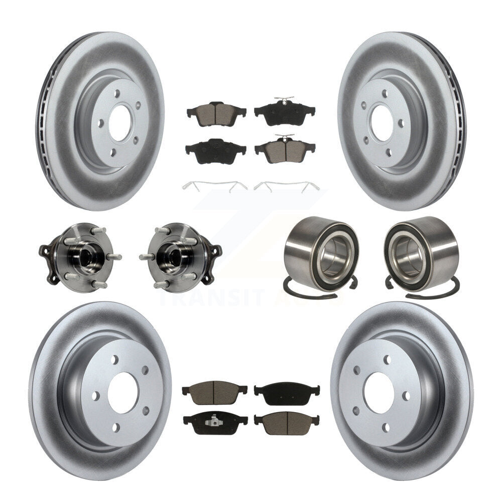 Hub Bearing Coated Disc Brake Rotor & Pads Front Rear Kit (10Pc) For Ford Escape