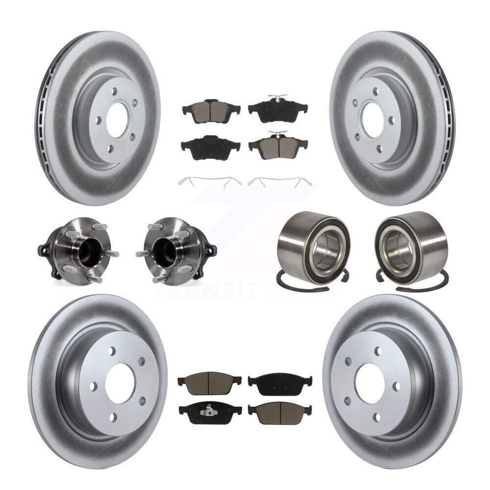 Hub Bearing Coated Disc Brake Rotor & Pads Front Rear Kit (10Pc) For Ford Escape